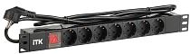 ITK PDU 7 розеток немецкий стандарт с LED выключателем1U, шнур 2м вилка IEK ITK PDU 7 розеток немецкий стандарт с LED выключателем1U, шнур 2м вилка IEK
