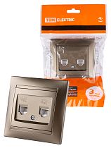 Розетка двойная телефонная RJ11  бронза "Лама"  TDM