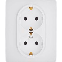 INSPIRIA Розетка 2-местная с заземлением с защитными шторками 16А в сборе белый