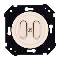 Выключатель двухклавишный (скрытый монтаж), пластик, цвет Песочное золото матовый (клавишный) Bironi