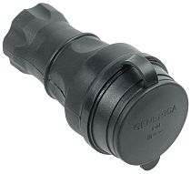 Розетка переносная с защитной крышкой 16А IP44 черная GENERICA IEK