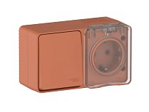 AtlasDesign PROFI IP54 О/У БЛОК: РОЗ. з/к со шт. 16А, ВЫКЛ.1-клав.10А, ТЕРРАКОТОВЫЙ Systeme Electric (Schneider Electric)