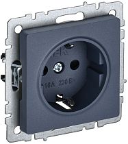 BRITE Розетка 1-местная с заземлением с защитными шторками 16А РС14-1-0-БрМ маренго  IEK