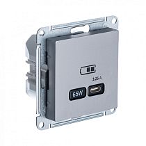 AtlasDesign Сталь розетка USB тип-C, 65W, Fast Charge (QC.PD) Systeme Electric (Schneider Electric)