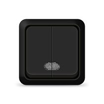 "Олимп" Выкл. 2 кл. с подсветкой черн.