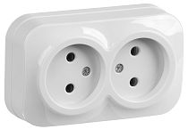 Розетка двухместная для открытой установки РС22-2-ХБ без заземления 10А GLORY белый  IEK Розетка двухместная для открытой установки РС22-2-ХБ без заземления 10А GLORY белый  IEK