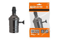 Патрон подвесной Е27 с выключателем, металлический "Лофт", черный  TDM