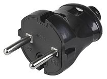 Вилка прямая ВПп20-02-Ст разборная без заземл. контакта 6А черный  IEK