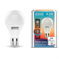 Лампа светодиодная Gauss Smart Home DIM+CCT E27 A60 8,5Вт Лампа светодиодная Gauss Smart Home DIM+CCT E27 A60 8,5Вт