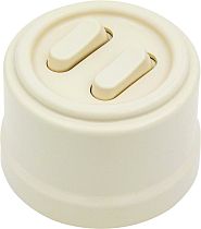 Выключатель клавишный, двойной, пластик, ваниль JANTERA