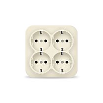 Розетка UNIVersal IONICH 1454 слоновая кость четырехместная с заземлением квадрат