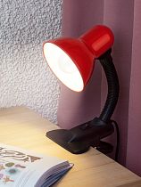 Настольный светильник ЭРА N-212-E27-40W-R Е27 на прищепке, красный