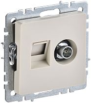 BRITE Розетка двойная TV+RJ45 кат.5E РТВ/РК12-БрКр бежевый IEK BRITE Розетка двойная TV+RJ45 кат.5E РТВ/РК12-БрКр бежевый IEK
