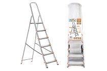 Стремянка алюминиевая СА6, 6 ступеней, усиленный профиль h=1210 мм, Народная TDM