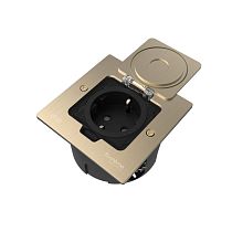 MultiDesk Лючок с розеткой 2К+З, 16А/250В, IP44 с монтажной коробкой для стены, фальшпола, стола Никель, тип MDK21