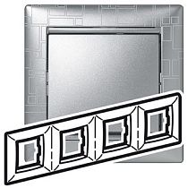 Рамка четырехпостовая горизонтальная алюминий модерн VALENA Legrand