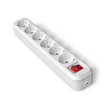 Колодка 6 гнезд с заземлением с выкл. AБС-пластик UNIVERSAL