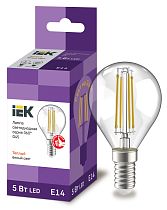 Лампа светодиодная G45 шар прозр. 5Вт 230В 3000К E14 Filament  IEK