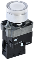 Кнопка LA167-BW3171 d=22мм RC 1з с подсветкой белая IEK