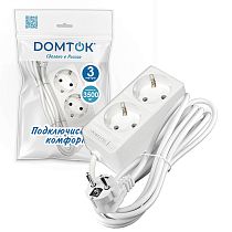 Удлинитель быт. "DOMTOK" 2гн., ПВС 3*1, 3,5кВт, з/к 3м