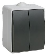 Выключатель двухклавишный ОП Форс 10А IP54 ВС20-2-0-ФСр серая  IEK