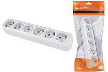 Колодка розеточная 6 гнезд 2П+З 16А 250В белая  TDM