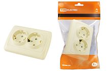 Розетка двойная 2П+З 16А 250В с защ. шт. сл. кость "Онега"  TDM