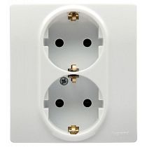 ETIKA Розетка 2местная с заземлением с защитными шторками 16А в сборе белый