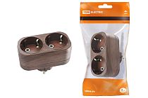 Блок на 2 гнезда 2П+З плоский 16А 250B "Эко" (бук)  TDM