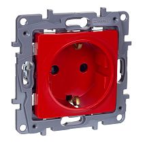 ETIKA Розетка 1-местная с заземлением с защитными шторками 16А красный