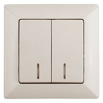 Выключатель ЭРА Intro Solo 4-105-02 IP20 10А 250В слоновая кость двухклавишный с подсветкой