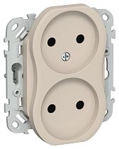 FLITE Розетка 2-местная без заземления без защитных шторок безвинтовое крепление 10А РС02-1-ФлЛ льняной IEK