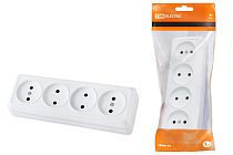 Розетка 4-х местная горизонтальная 2П открытой установки IP20 10A белая "Ладога"  TDM