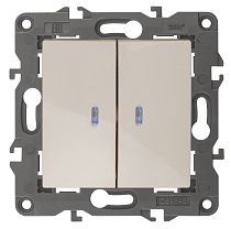 Выключатель ЭРА Elegance 14-1105-02 10А 250В слоновая кость двухклавишный с подстветкой