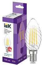 Лампа светодиодная CT35 свеча вит. 7Вт 230В 4000К E14 Filament IEK Лампа светодиодная CT35 свеча вит. 7Вт 230В 4000К E14 Filament IEK