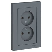 AtlasDesign Грифель Розетка без заземления 2 постовая , 16А, (в сборе с рамкой) Systeme Electric (Schneider Electric)