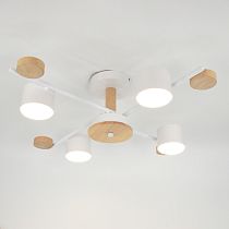 Люстра под лампу General  GCHL-4GX53-M Белая+Дерево Венто