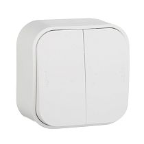 QUTEO Выключатель 2-клавишный для открытой установки проходной 10А белый