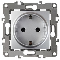 Розетка ЭРА 12 12-2001-03 16A 250В алюминий без механических лапок с заземлением