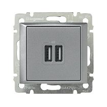 Розетка двойная USB алюминий VALENA Legrand Розетка двойная USB алюминий VALENA Legrand