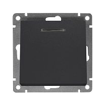 Выключатель одноклавишный с подсветкой UNIVERSAL серия "Афина", скрытой установки, 10А, 220В, графит (еврослот)