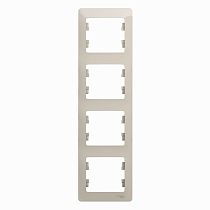 Glossa Молочный Рамка 4 постовая, вертикальная Systeme Electric (Schneider Electric)