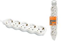 Удлинитель бытовой "Люкс" УЛ05 5 гнезд, 5м, с/з, с з/ш, ПВС 3х1мм2 16А/250В бело-серый  TDM
