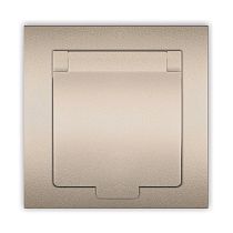 Розетка одноместная с крышкой UNIVERSAL серия "Афина"с заземлением, скрытой установки, 16А, 220В, шампань (еврослот)