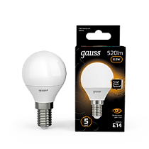 Лампа светодиодная Gauss Шар E14 6,5Вт 520lm 3000K