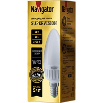 Лампа Navigator 80 545 NLL-C37-6-230-2.7K-E14-FR-SV