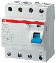 Выключатель дифференциального тока (УЗО) 4п 25А 100мА тип AC F204 ABB Выключатель дифференциального тока (УЗО) 4п 25А 100мА тип AC F204 ABB