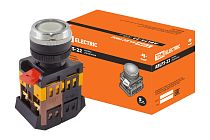 Кнопка ABLFS-22 прозрачн. d22мм неон/230В 1з+1р  TDM