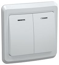 Выключатель двухклавишный СП Вега 10А IP20 ВС10-2-1-ВБ с индикацией белый  IEK