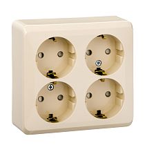 ЭТЮД открытая установка Кремовый Розетка 4-ая с заземлением со шторками Systeme Electric (Schneider Electric) ЭТЮД открытая установка Кремовый Розетка 4-ая с заземлением со шторками Systeme Electric (Schneider Electric)